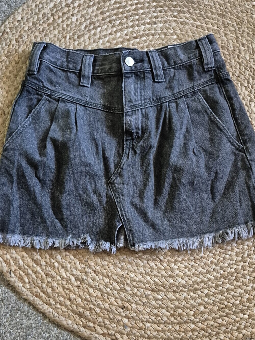 We The Free "Side Car" Denim Mini Skirt Sz.25 Black Wash